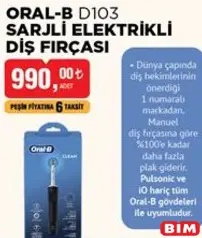 ORAL-B D103 ŞARJLI ELEKTRİKLİ DİŞ FIRÇASI ORAL-B D103 ŞARJLI ELEKTRİKLİ DİŞ FIRÇASI